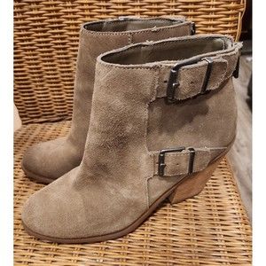 Lucky Brand Boots Womens 9.5 Leather Suede Booties Emmerlee Country Western 2.5"